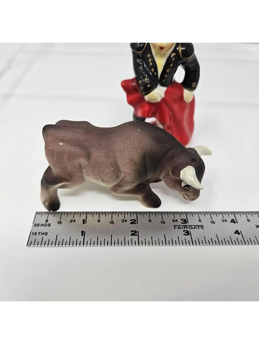 Vintage Fighting Bull & Matador Salt Pepper Shaker Set Japan, Toro!